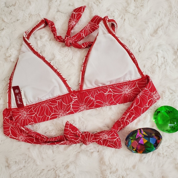 Guess USA red white floral swim suit top Tropical print sz.Sm beach vacation - Picture 7 of 7